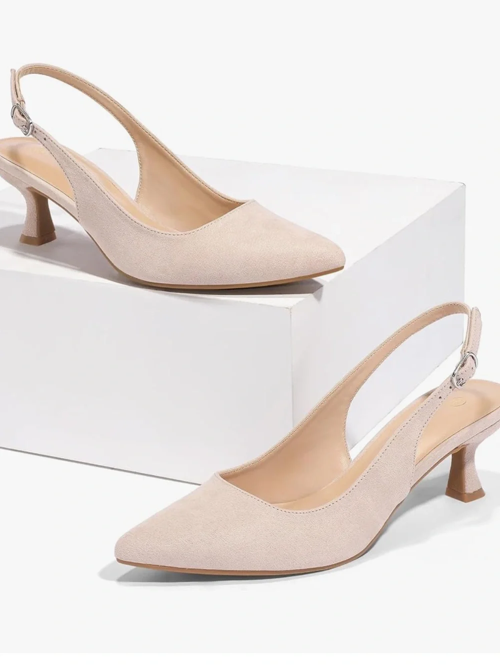 Nude color kitten heels